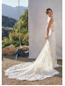 Ivory Lace Tulle Sexy Wedding Dress With Long Train Ivory Lace Tulle Sexy Wedding Dress With Long Train